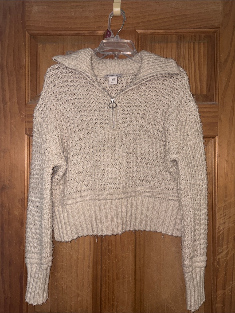 Sincerely Jules Beige Half-Zip Cowl Sweater